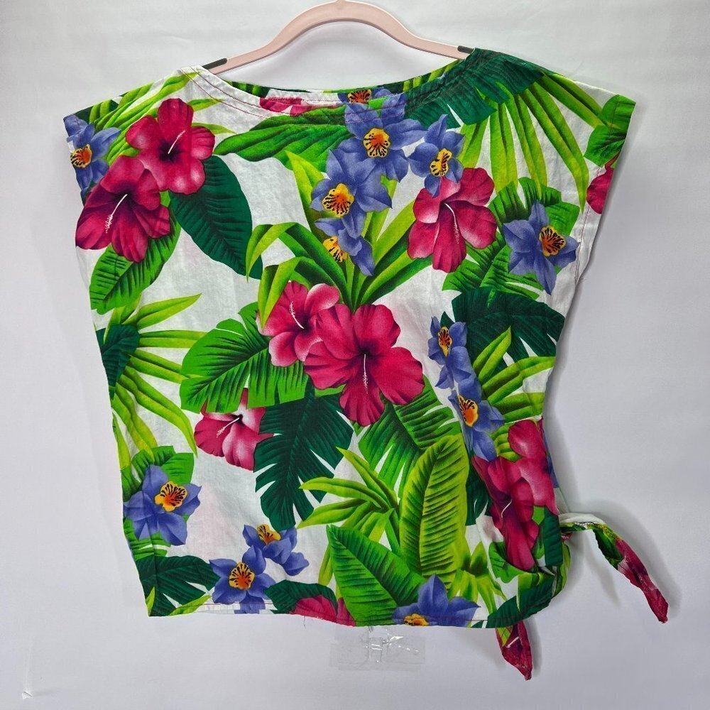 Vintage HAWAIIAN Print Floral Blouse M